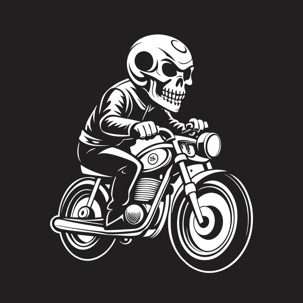 A skull riding a motorcycle on a black background vector