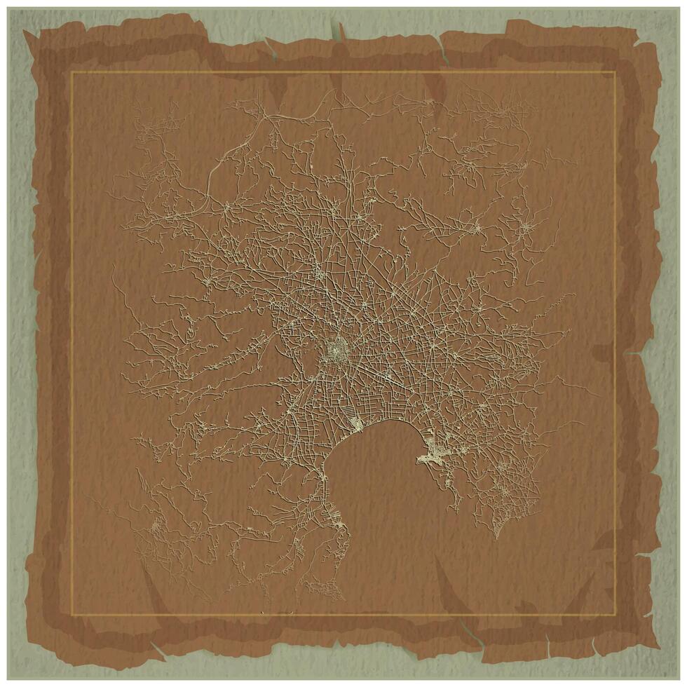 A vintage design background frame for a center city street map of Argos, Greece ,canvas texture to give it a painting feel vector