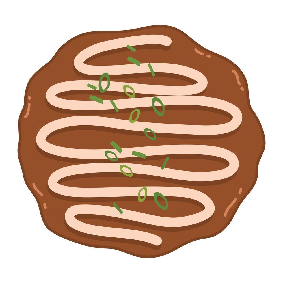 Illustration of Okonomiyaki with Toppings vector