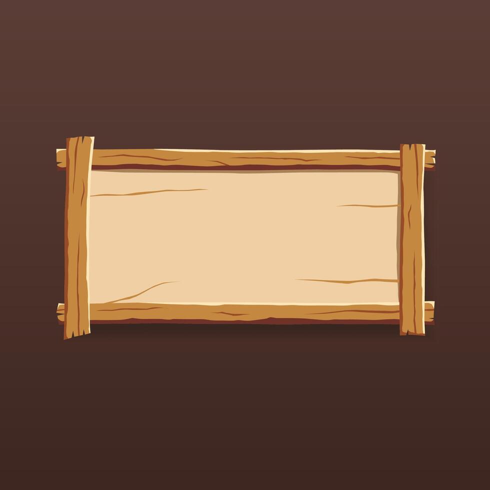 Wooden sign with frame, rectangular shape vector