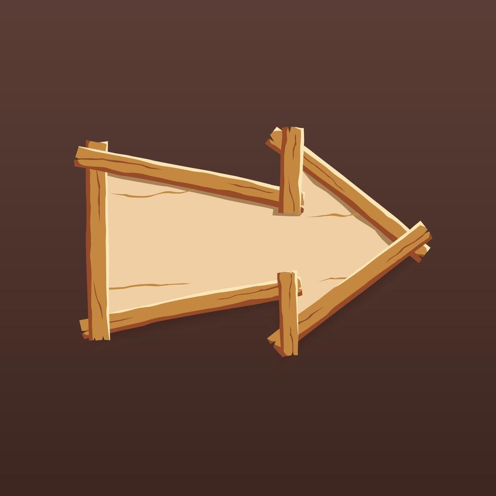 Wooden sign with frame, arrow shape vector