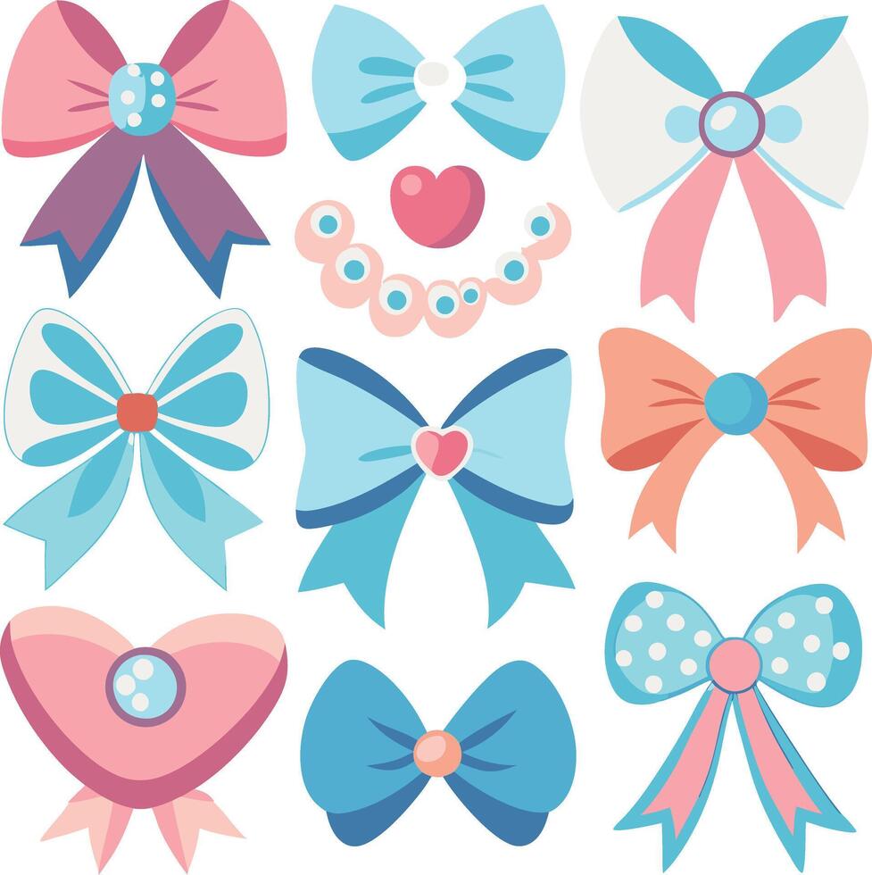 a set of different bows and ribbons vector
