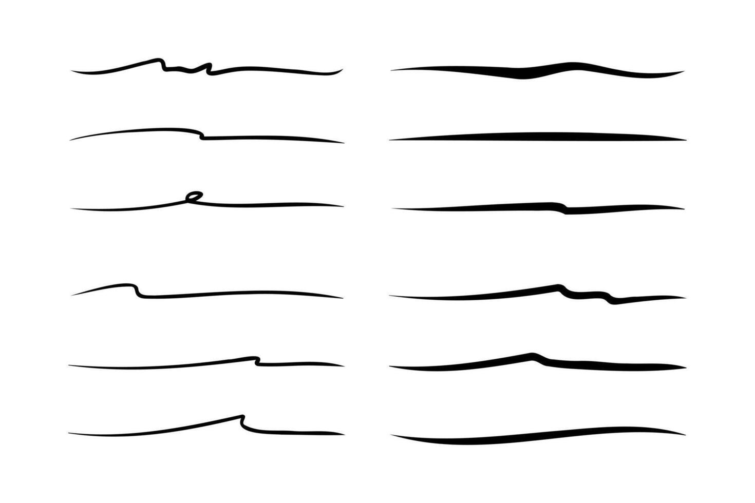 Set of hand drawn underline. vector