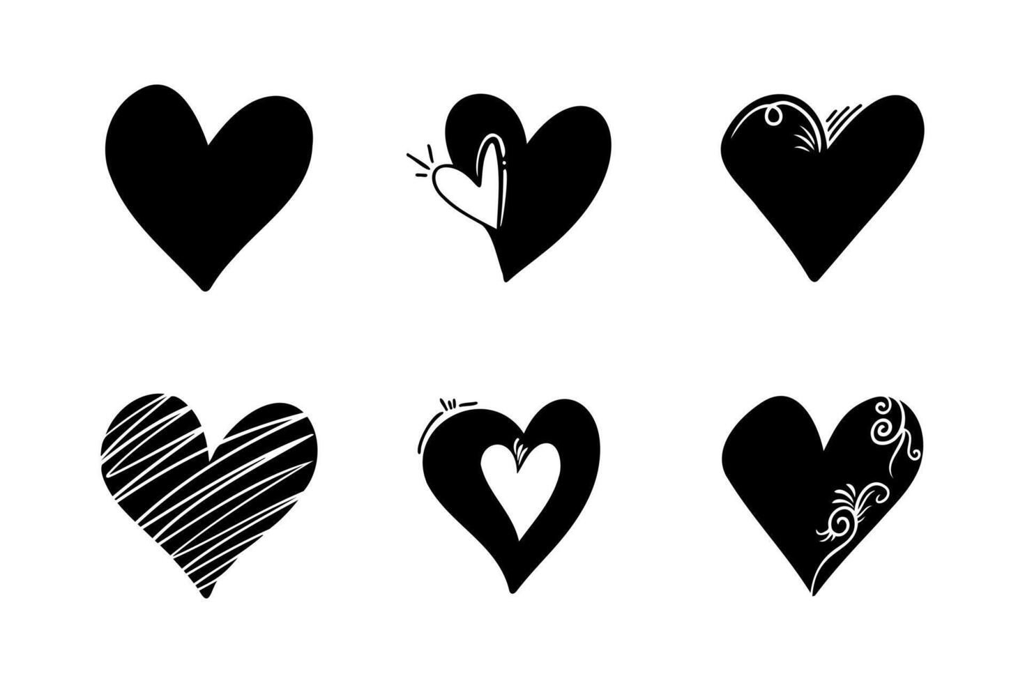 Doodle heart, love symbol icon vector