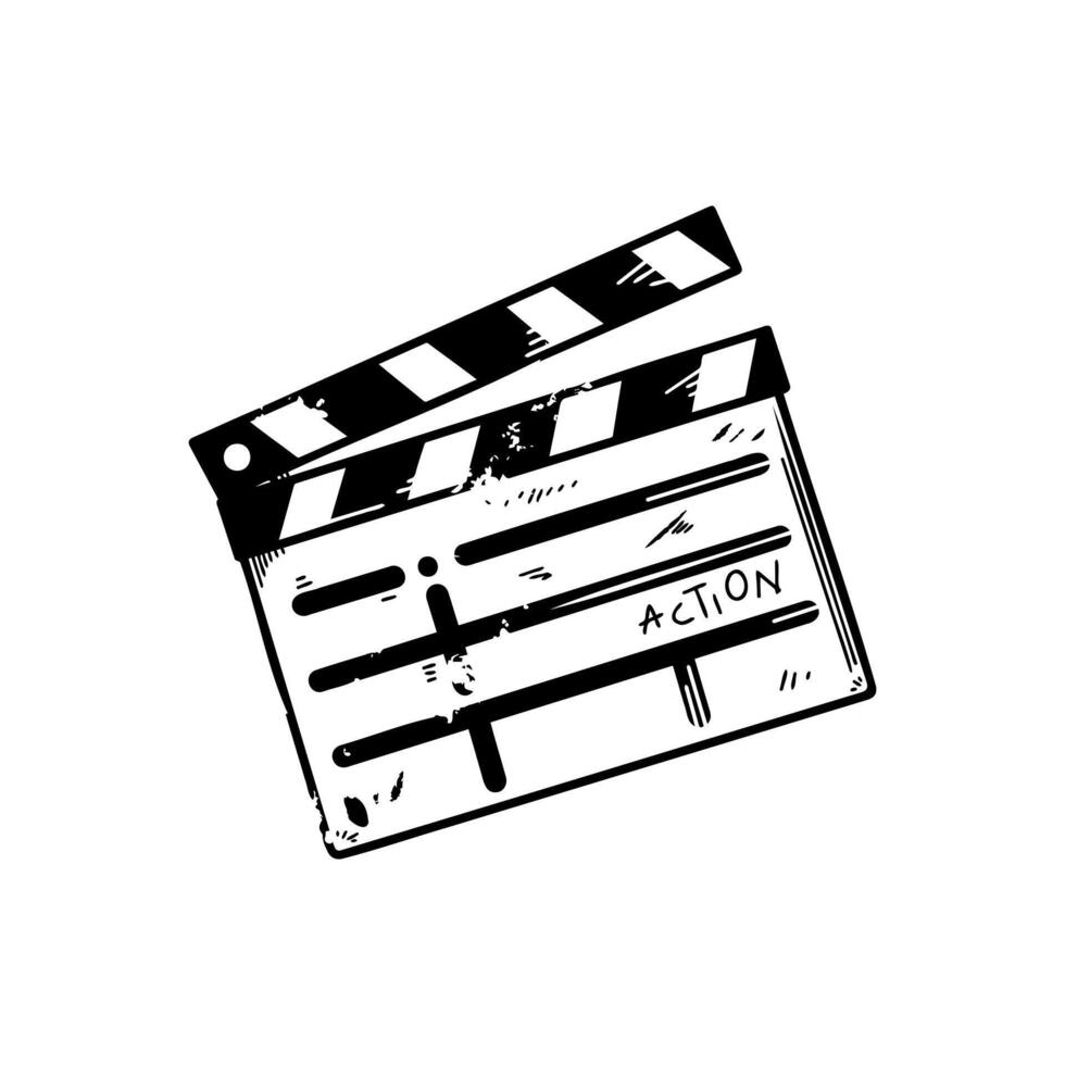 Movie clapperboard doodle icon. vector