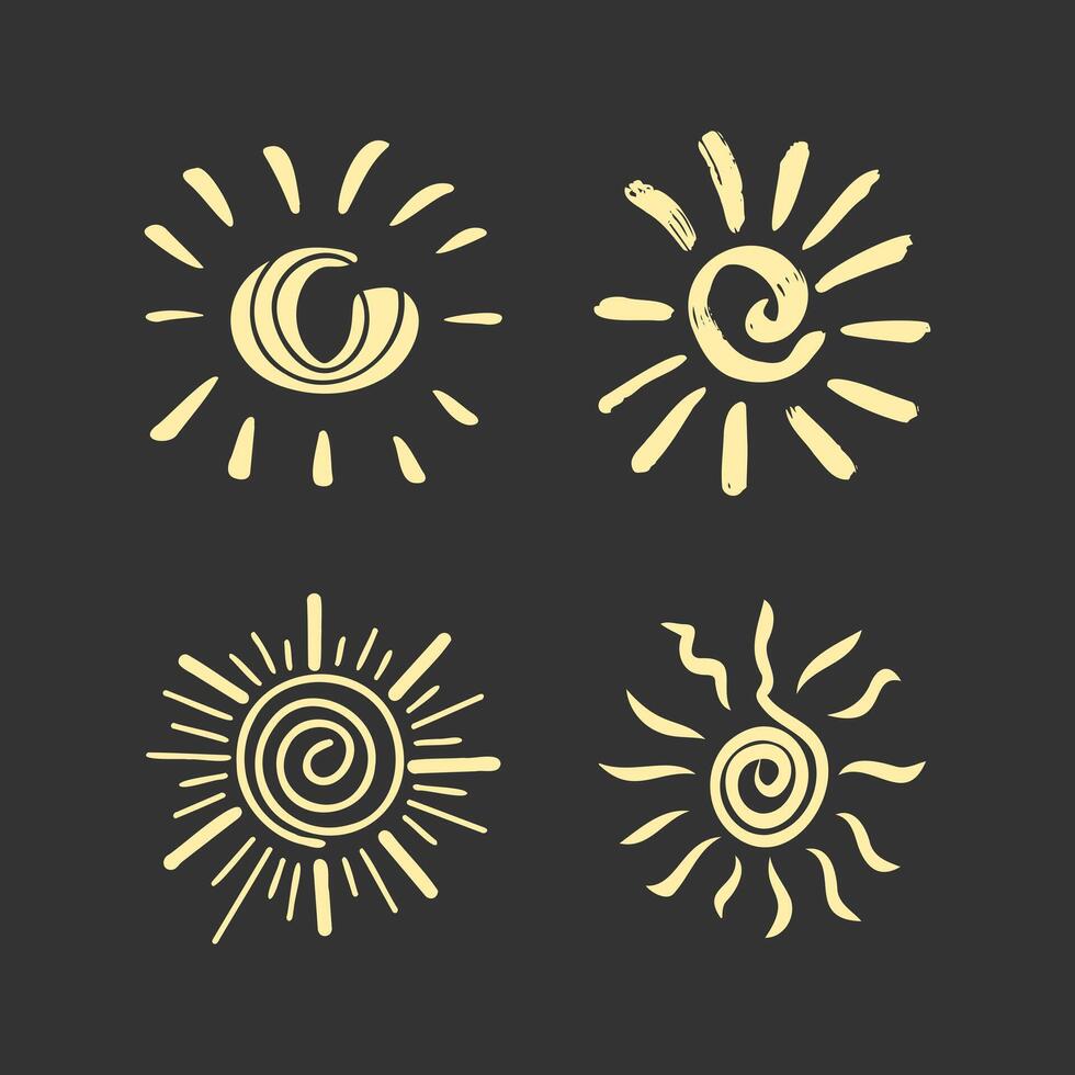 Hand drawn doodle sun. Design element. vector