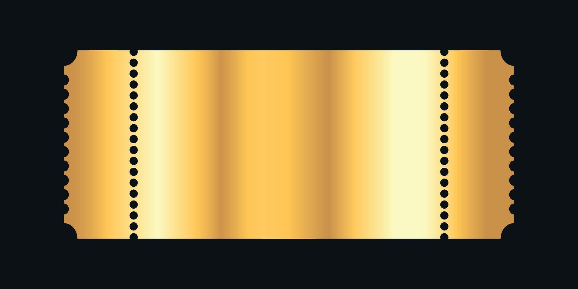 Blank golden coupon template on dark background. For festival, cinema, theater, party, casino, circus, event invitation vector