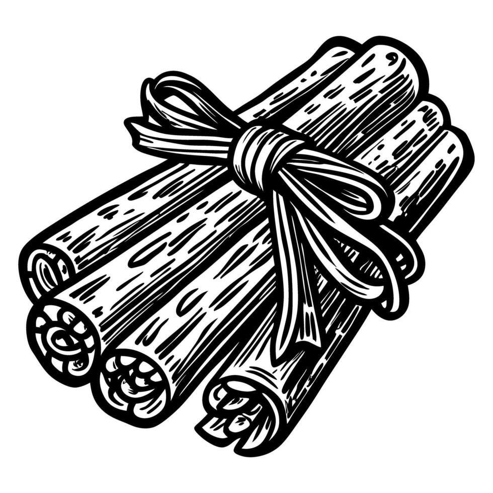 HandDrawn Cinnamon Sticks Illustration for Spices and Cooking Themes vector