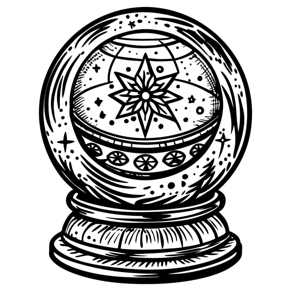 Mystical Crystal Ball with Star Graphic Illustration vector