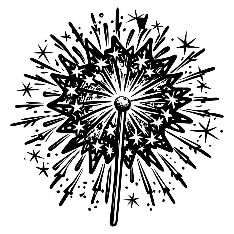 Dynamic Black and White Sparkler Illustration with Explosive Starburst Design vector