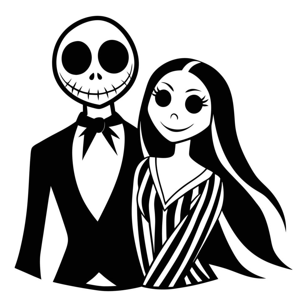 jack and sally wedding clip art vector