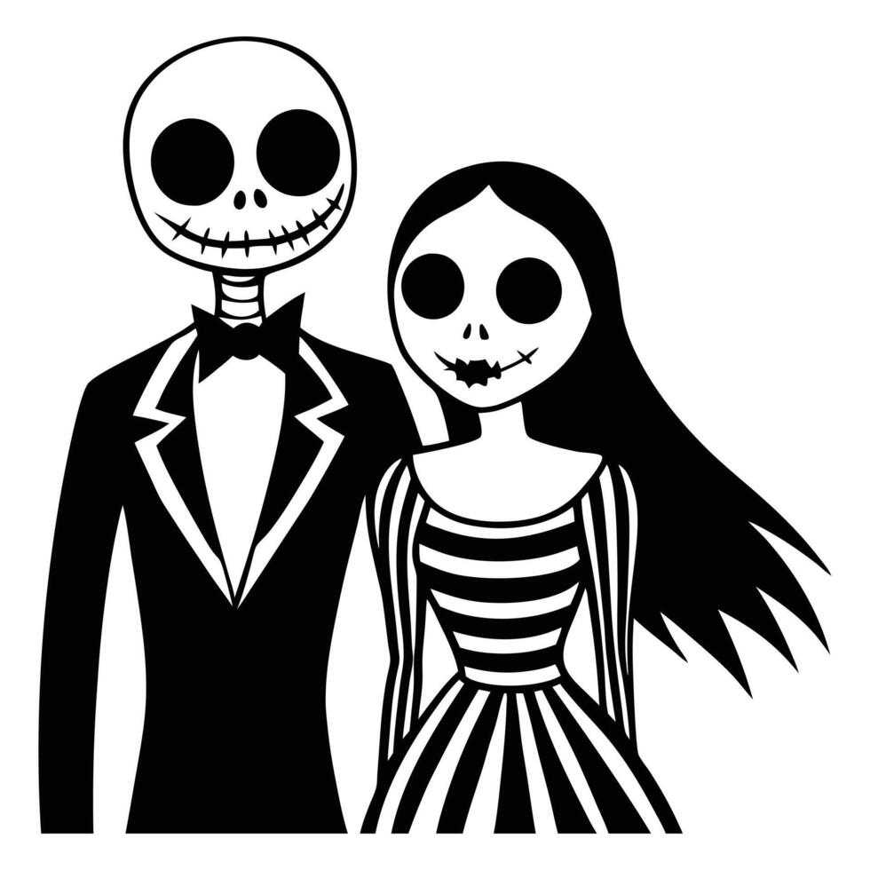 jack and sally wedding clip art vector