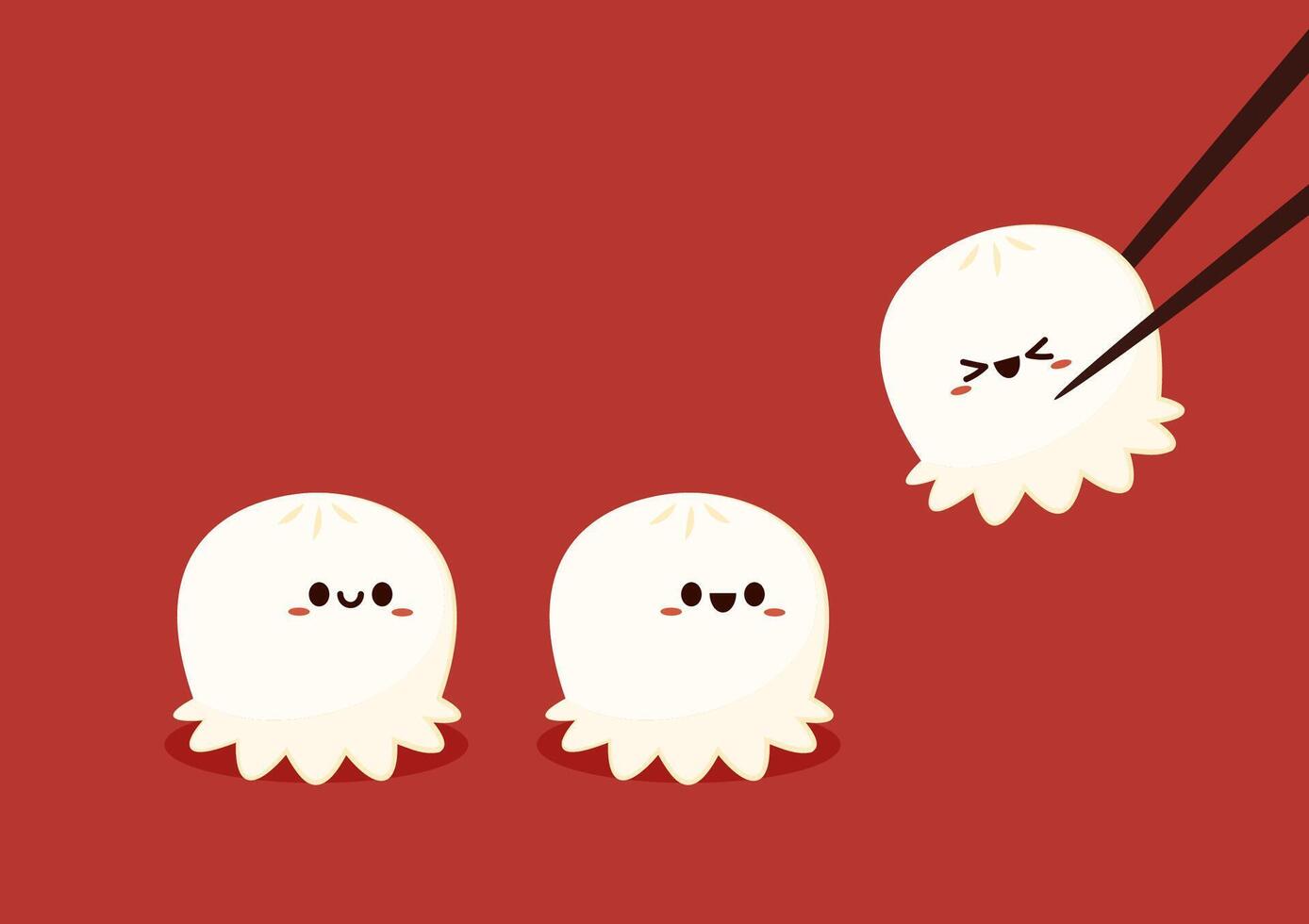 Shrimp dumplings is Chinese food. Shrimp dumplings character design. vector