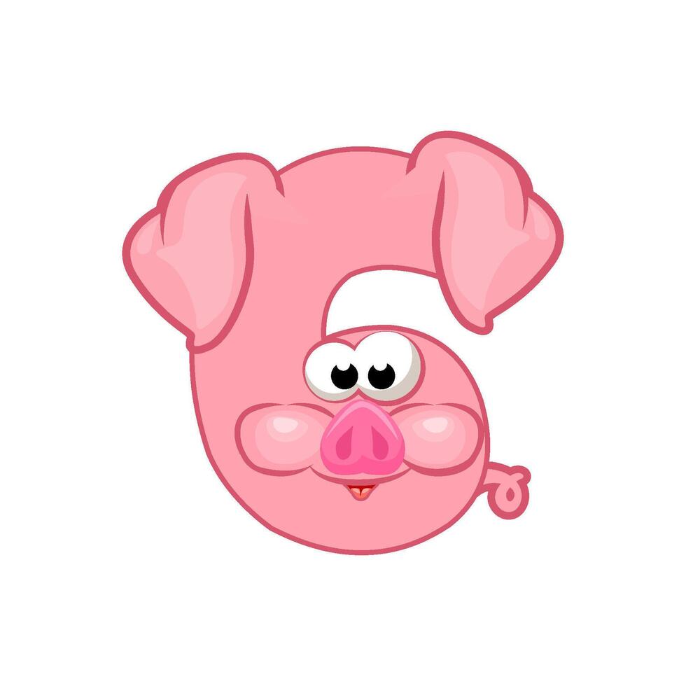 Cartoon cat number 6, figure Six. Cartoon of number with a animal concept. Calligraphy, lettering, typography for your Education cards or game vector
