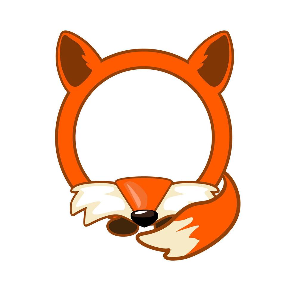 Cute round Fox frame. Cartoon avatar for UI games. Empty animal frame for your kids decor, print or stickers vector