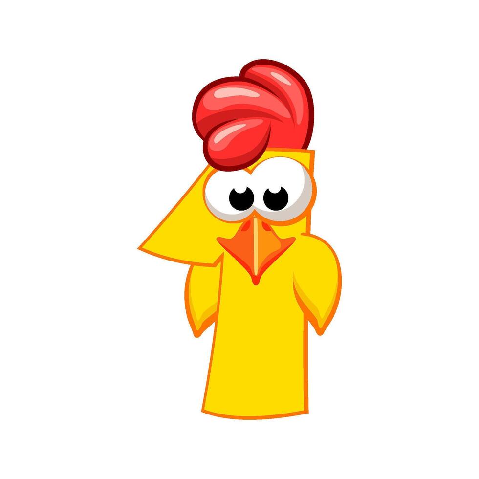 Cartoon chick number 1, figure One. Cartoon of number with a animal concept. Calligraphy, lettering, typography for your Education cards or game vector