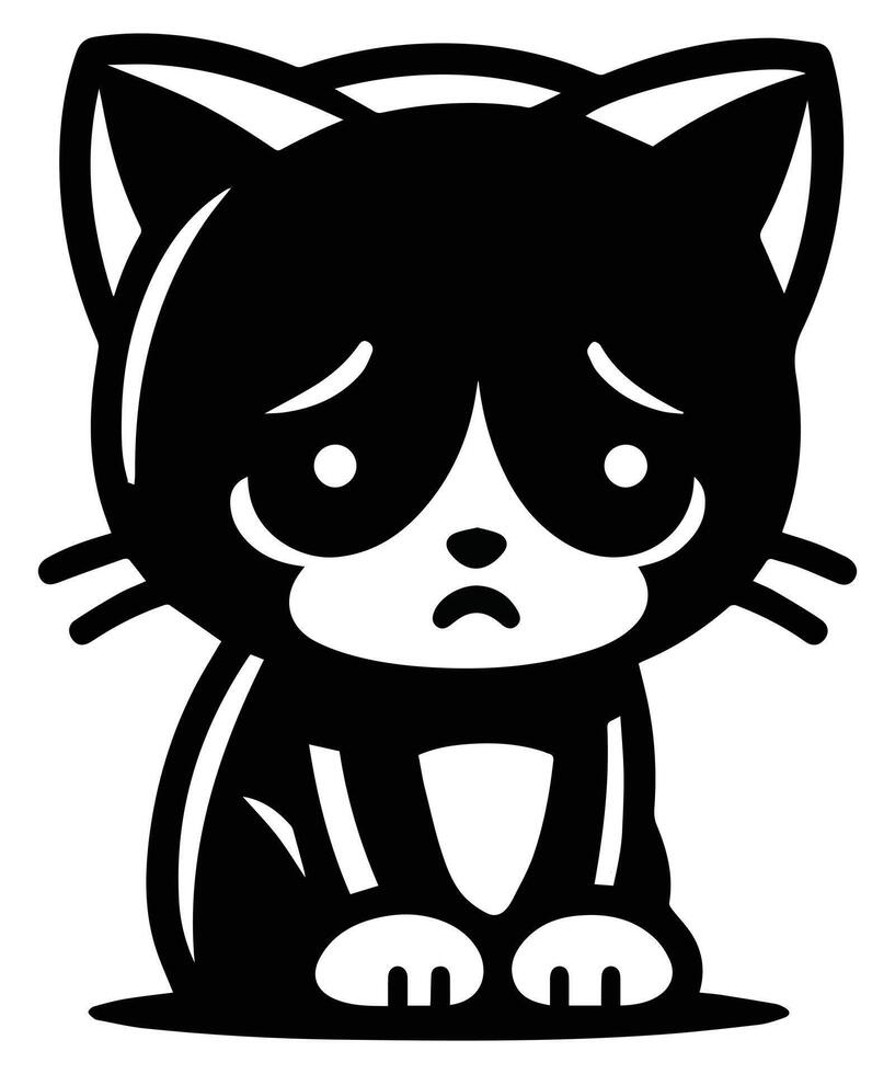 sad cat silhouette icon vector