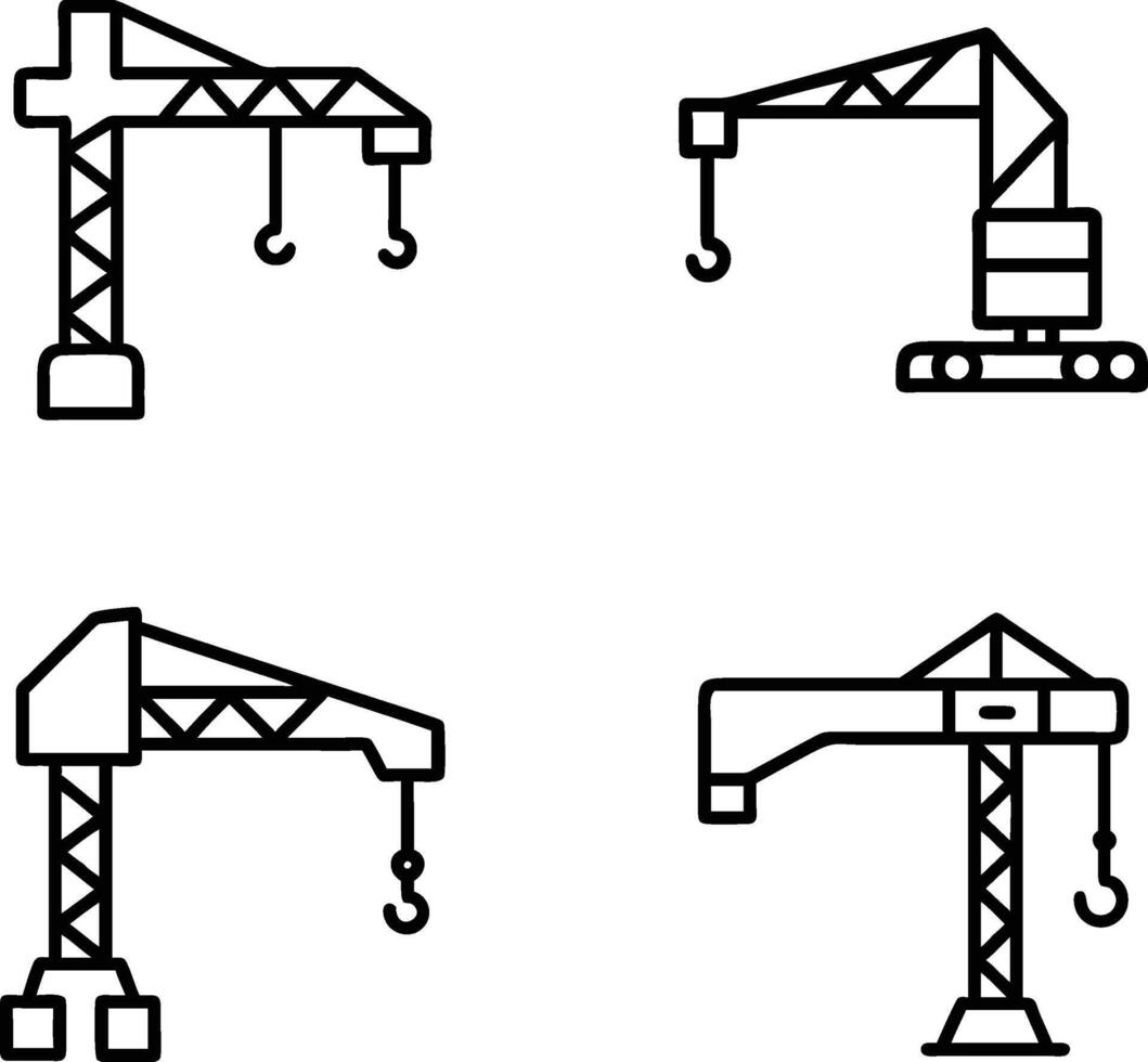 Crane Icon Illustration Set Line Art Editable vector