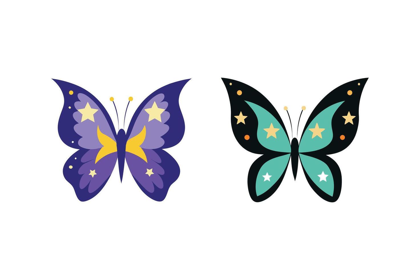 2 Set Butterfly Wings with Celestial Star Patterns r vector