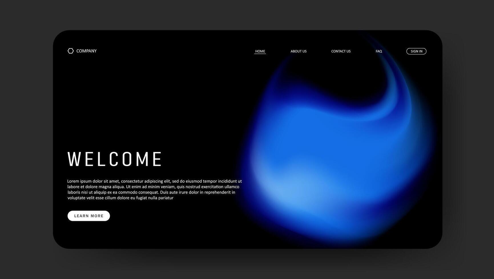 abstract blue fluid gradient background for landing page. futuristic design for website vector