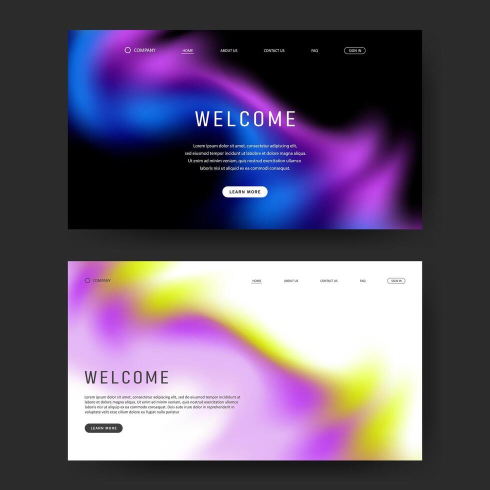 fluid liquid background for landing page. futuristic gradient design for website vector