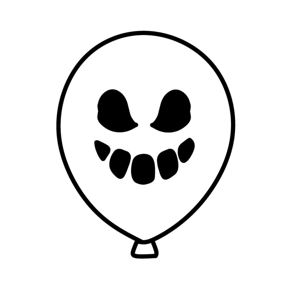 Halloween Balloon Line Icons Weird Face, Halloween Horror Balloon Icons Scary Face vector