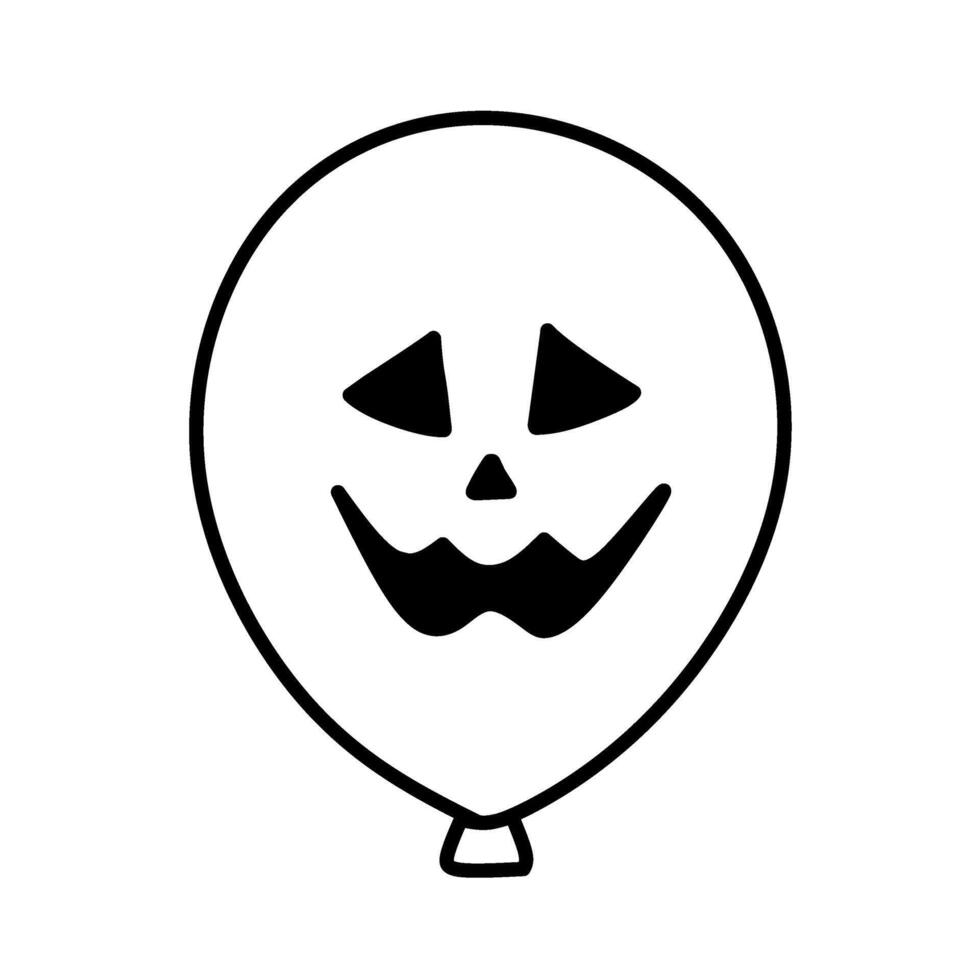 Line Icon Halloween Balloon Scary Face Laughing, Halloween Balloon Icon Weird Facial Expression vector