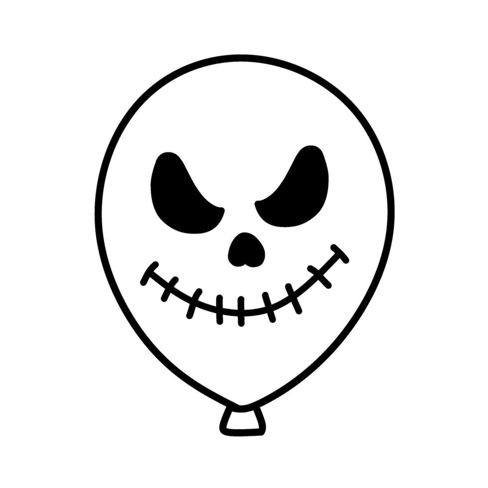 Creepy Halloween Balloon Icons, Horror Themed Balloon Line Icons Scary Faces vector
