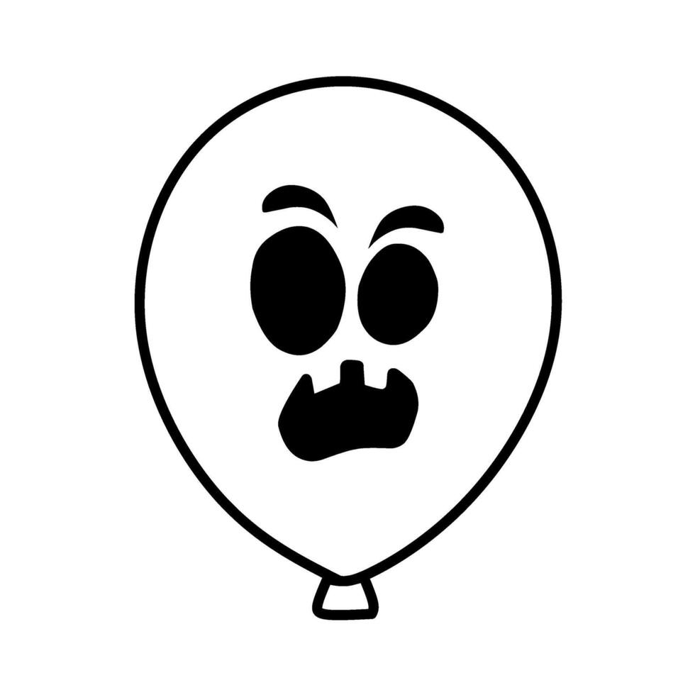 Halloween Balloon Line Icon, Halloween Balloon Icon Shocked Face vector