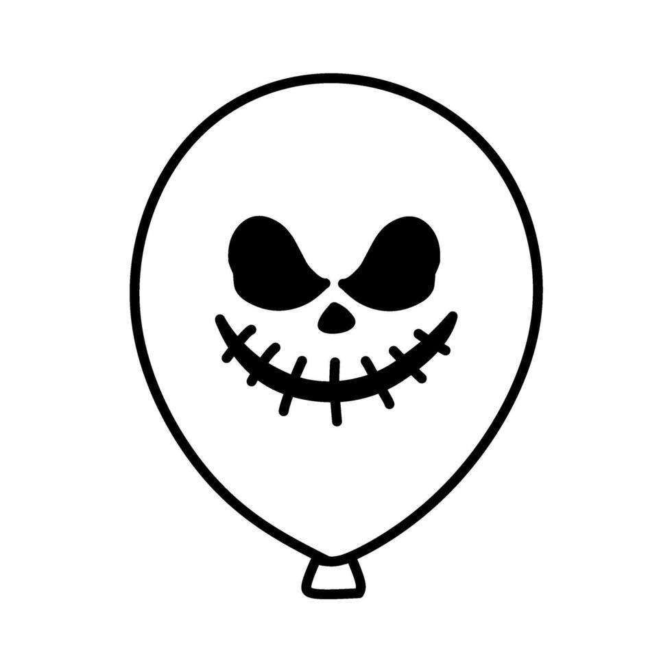 Halloween Balloon Line Icon Suspicious Face, Halloween Balloon Icon Scary Expression vector