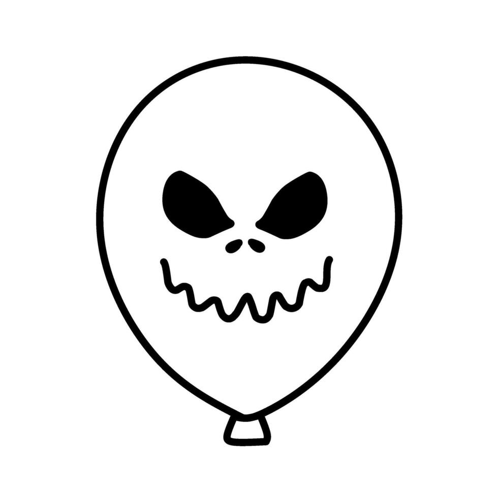 Halloween Balloon Line Icons, Horror Themed Balloon Line Icons Scary Faces vector