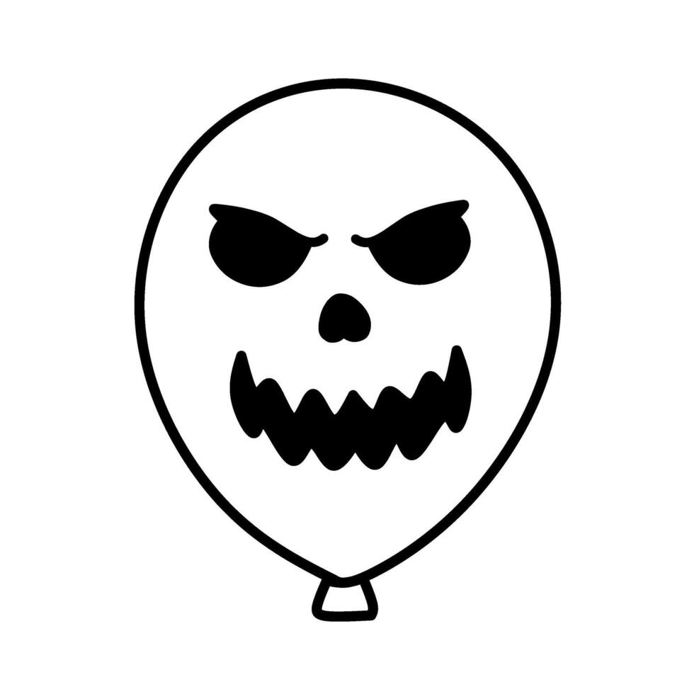 Halloween Balloon Line Icon, Halloween Balloon Icon Angry Scary Face Expression vector