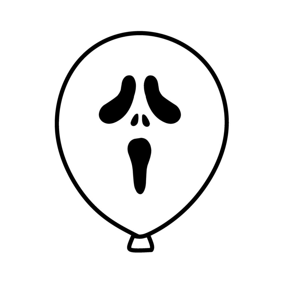 Halloween Ghost Balloon Line Icons, Horror Themed Balloon Line Icons Scary Faces vector
