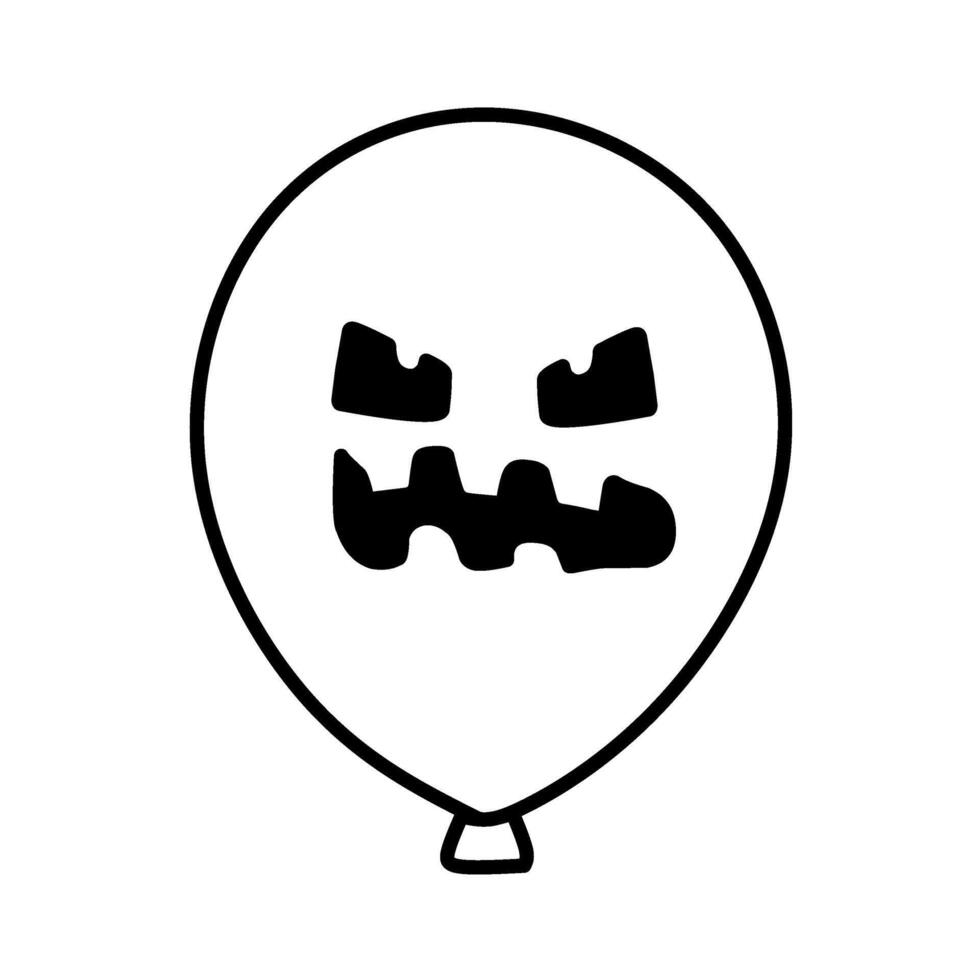 Halloween Balloons with Weird Expressions, Horror Themed Balloons Line Icons Scary Faces vector
