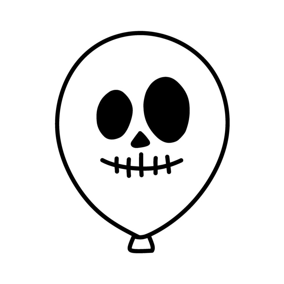 Cute Face Halloween Balloon Line Icon, Halloween Balloon Line Icon Facial Expression vector