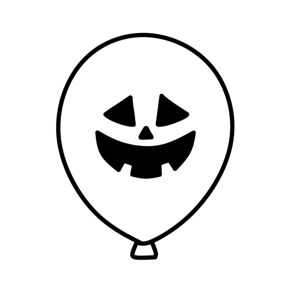 Halloween Horror Balloon Line Icon, Scary Face Halloween Balloon Icon vector