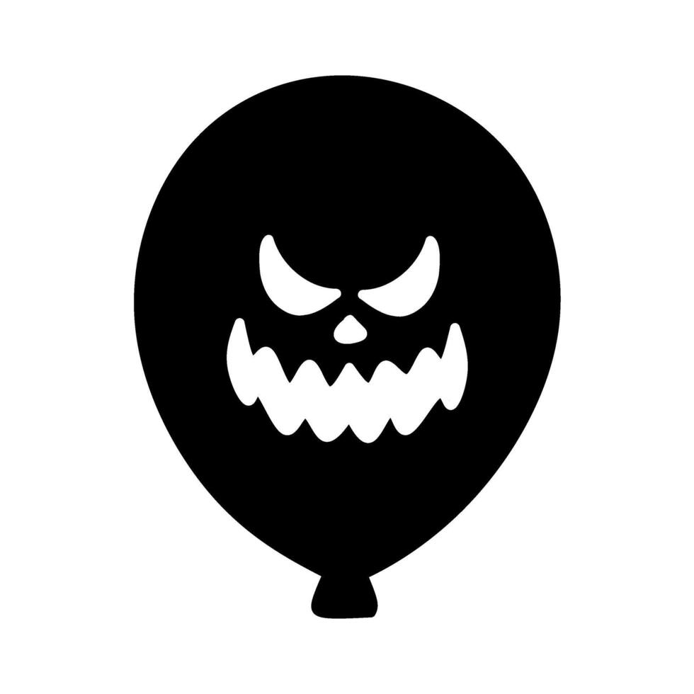 Flat Icon Halloween Balloon Angry Expression, Halloween Balloon Icon Scary Face vector