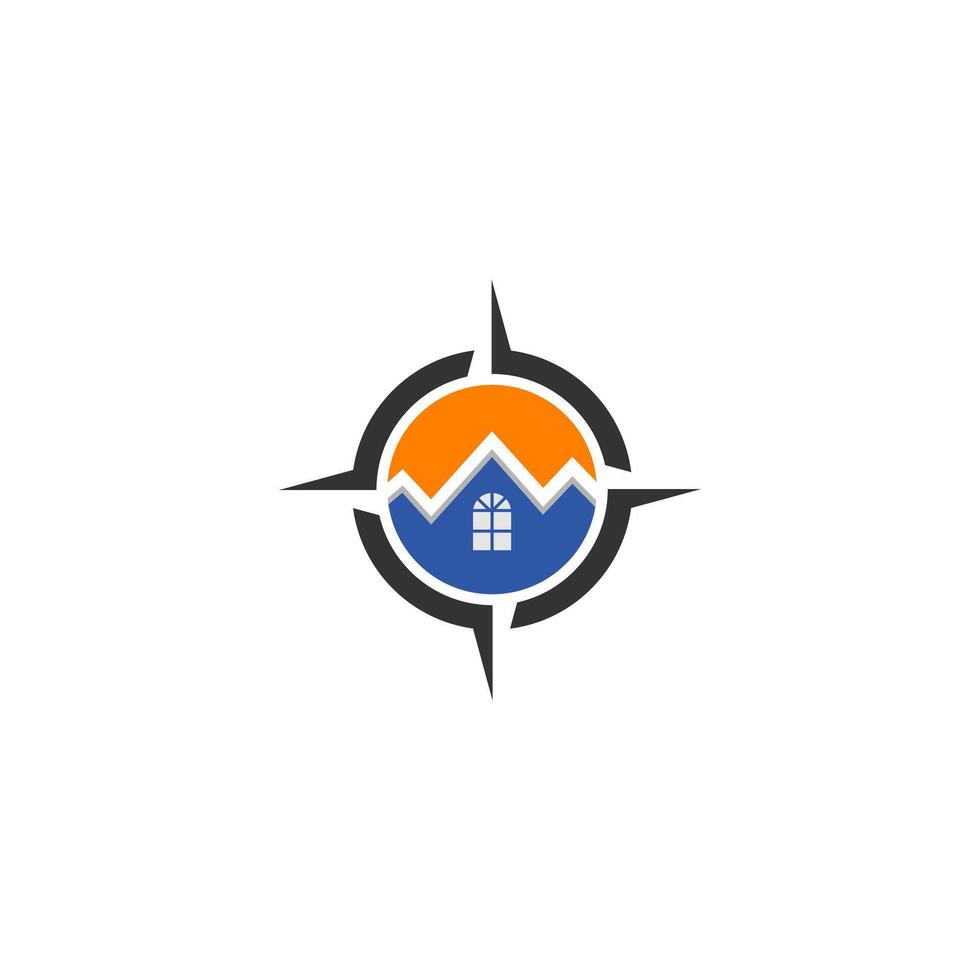Modern Real Estate Logo with Compass and House Design vector