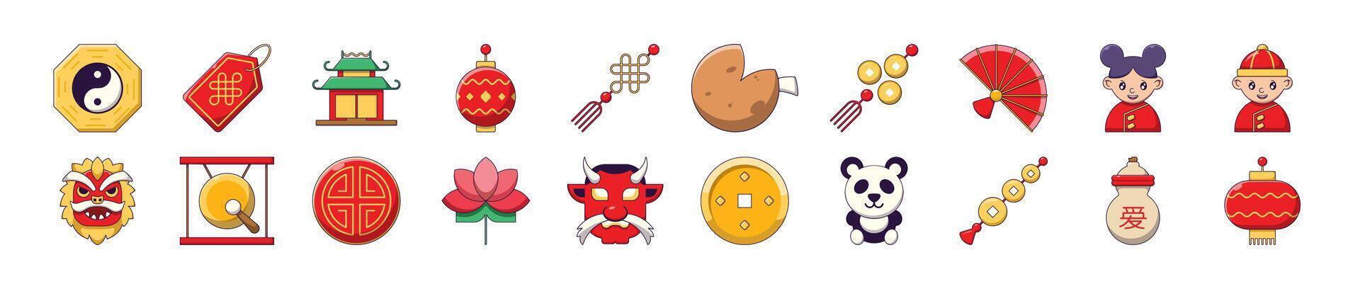 Chinese New Year Cartoon Simple Illustrations for Infographics, Books, Banners vector
