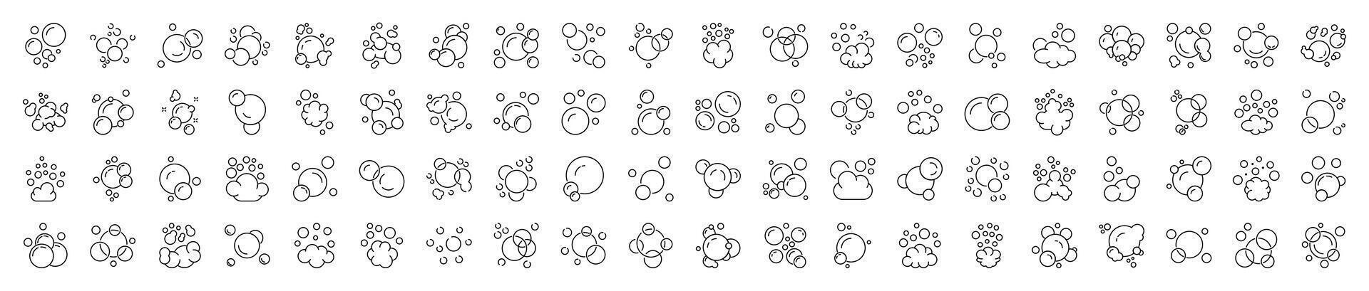 Outline Simple Linear Signs of Bubbles and Foam for Adverts. Suitable for books, stores, shops. Editable stroke in minimalistic outline style. Symbol for design vector