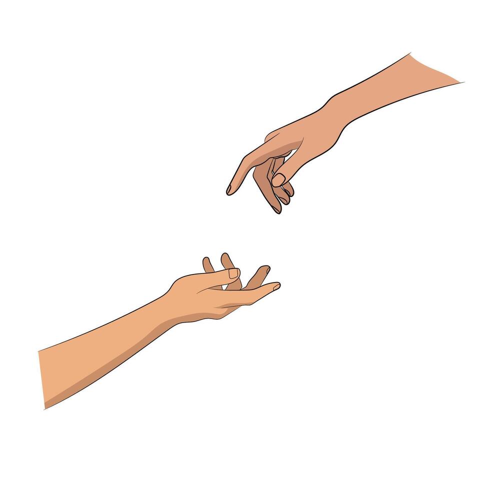 2 hands close up vector