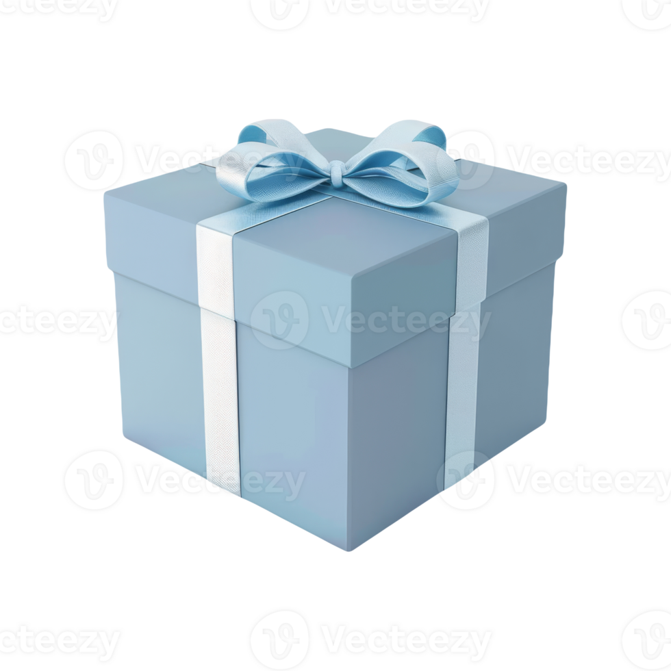 Minimalist blue gift box with a ribbon, modern and chic on a isolated background png