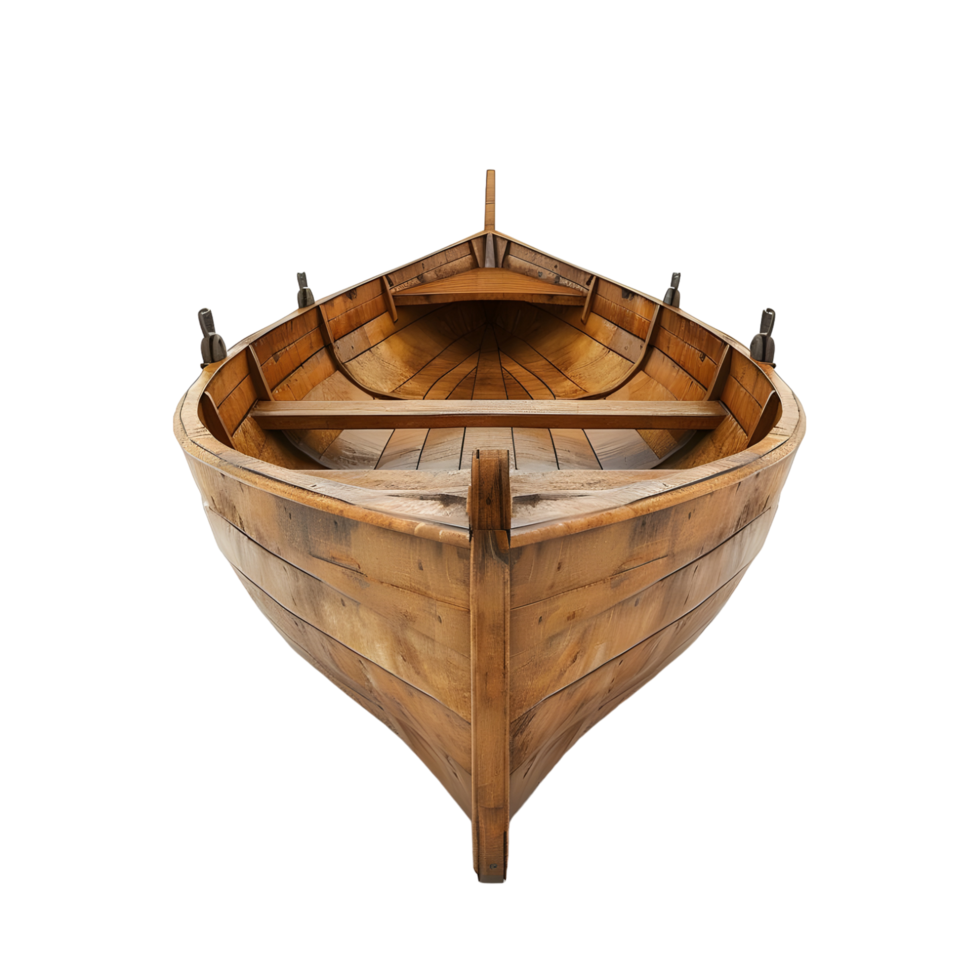 A wooden boat isolated on transparent background png