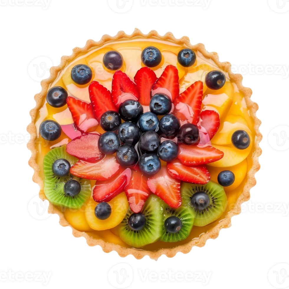 Delicious Dessert Tart with Citrus and Berry Toppings On Isolated Background png