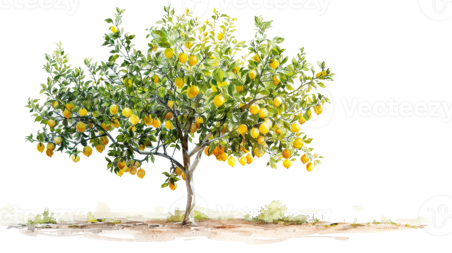 A lemon tree with yellow fruit on it png