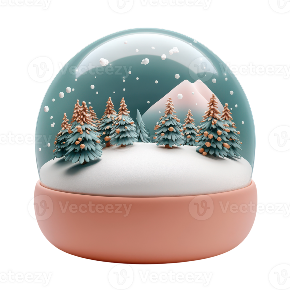 A snow globe with trees and snow on it png
