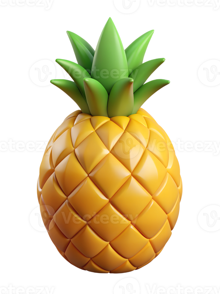 pineapple 3d icon. Fruit. Isolated object on transparent background. High quality illustration png