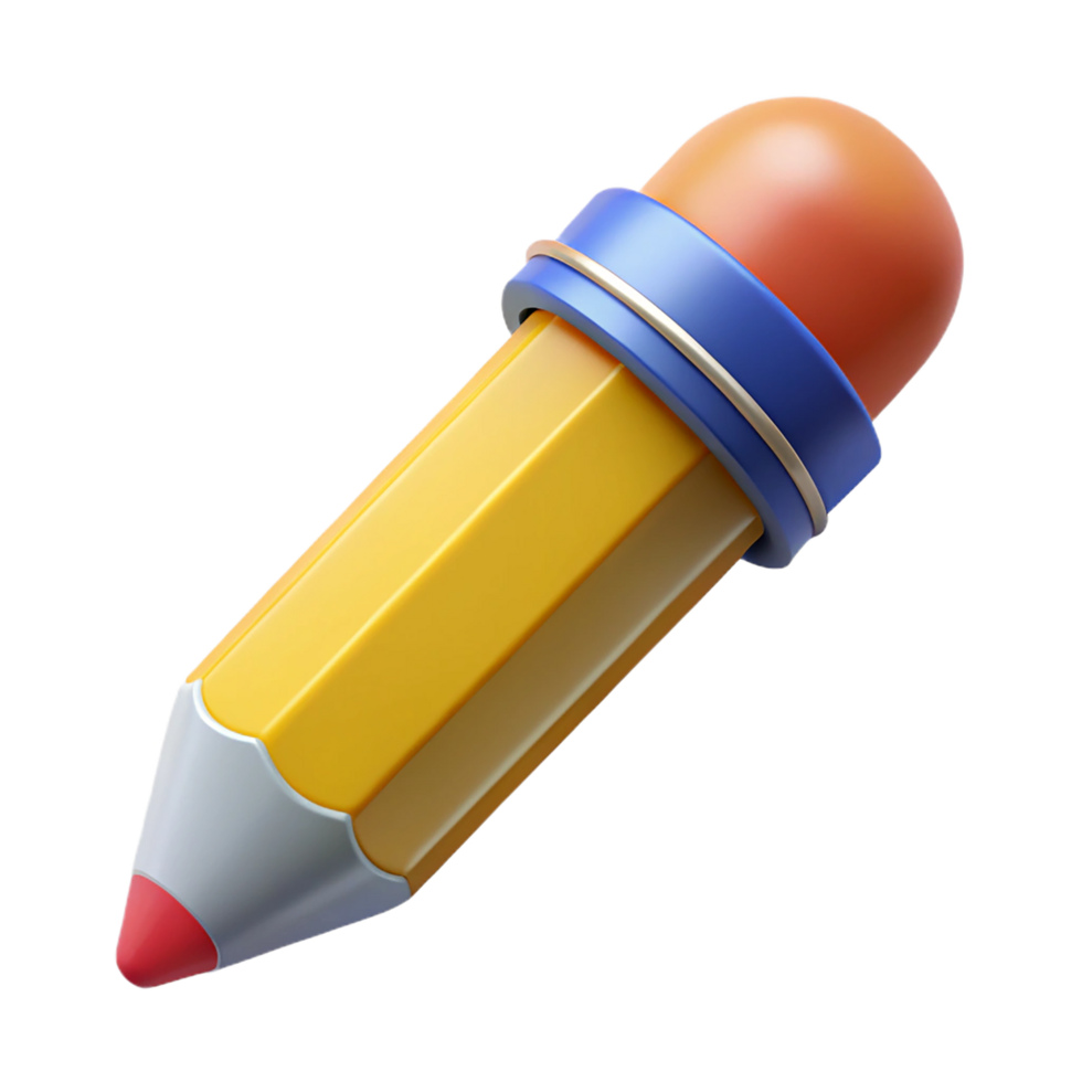A pencil with a red tip on top of it png