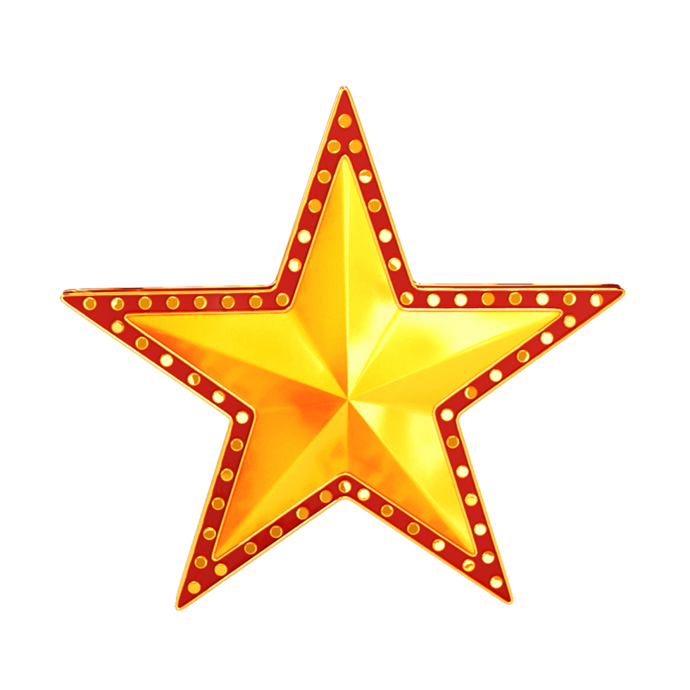 Realistic star with lights in Transparent Background png