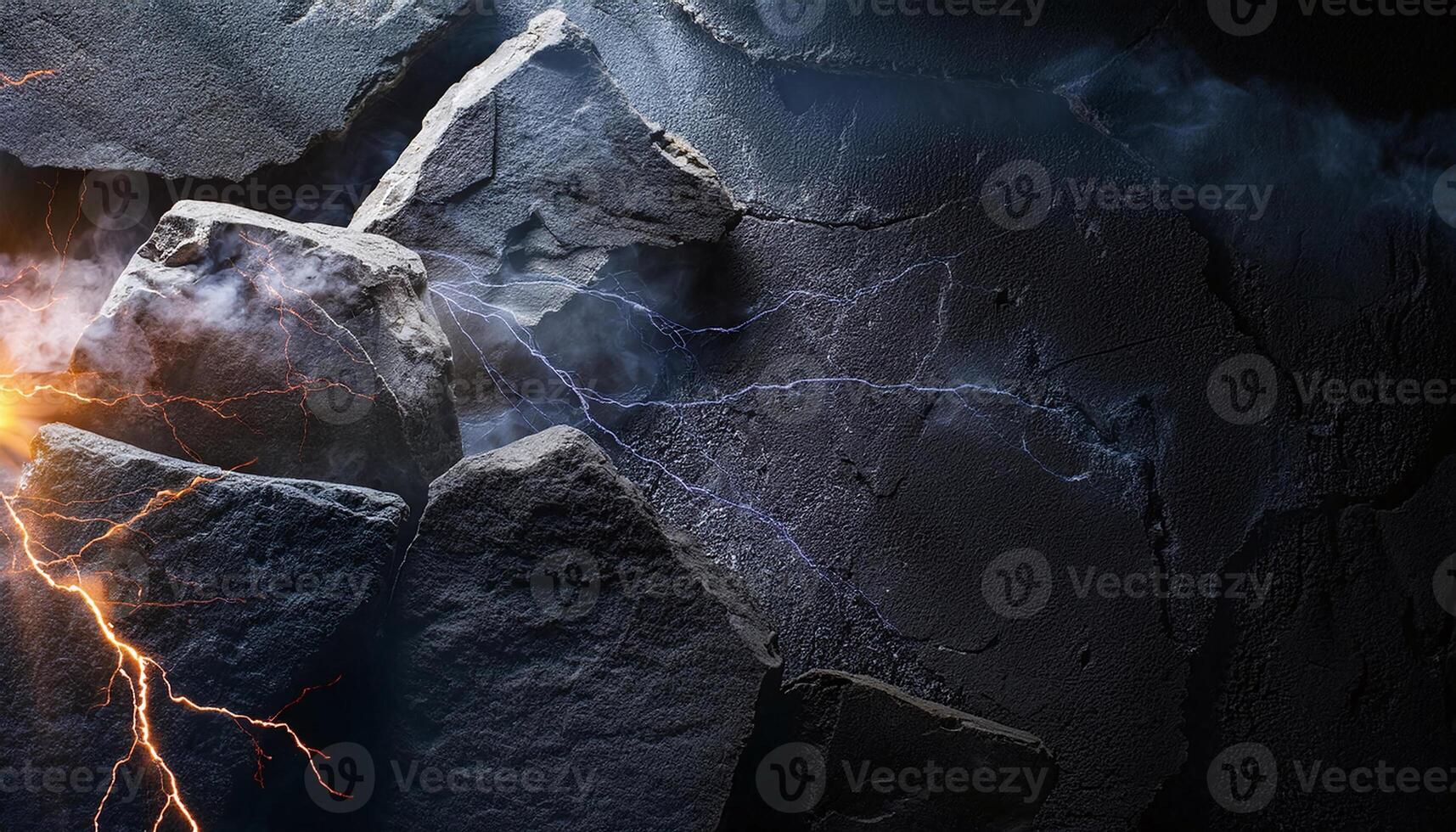 Background with Stone and Lightning photo